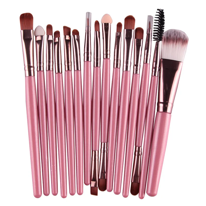 MAANGE 15Pcs Professional Makeup Brushes Set Soft Make Up Brushes for Eyeshadow Foundation Powder Lip Cosmetics Makeup Tools Set - Handle Color: 12-15Pcs