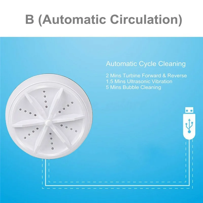 Remote Control Ultrasonic Washing Machine USB Laundry Clothes Washer Cleaner For Travel Home