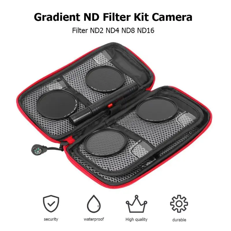 

Gradient ND Filter Kit Camera Practical Beautiful Filter ND2 ND4 ND8 ND16 for 58mm DSLR Camera Lens Medium Gray Dimmer Suit
