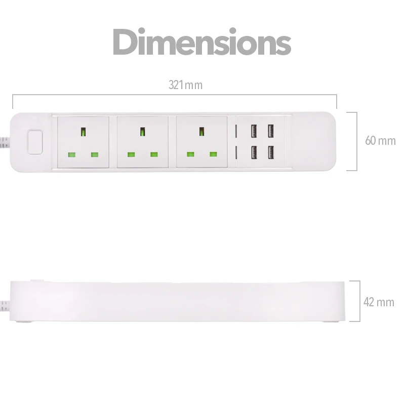 Régua para Tomada Controle por Aplicativo Funciona com Alexa Home e Assistente Inteligente com 4 Portas Wi-fi Entradas Google Usb 3 - Image 4
