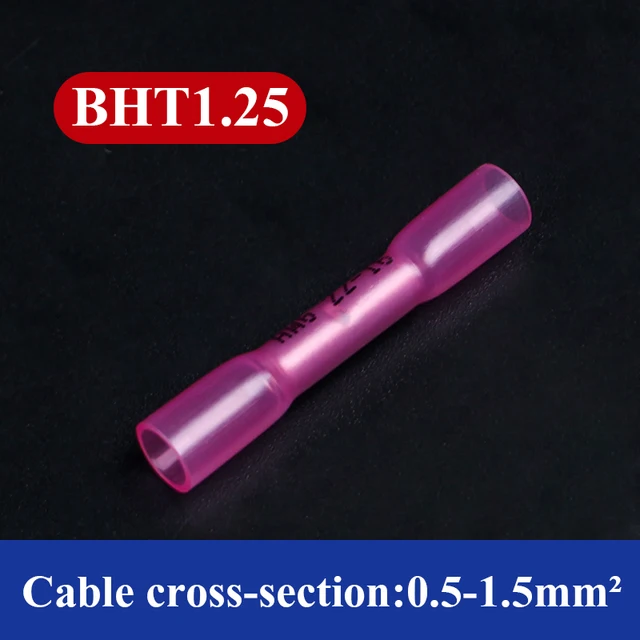 20/50/100/200/220PCS Solder Seal Wire Connectors splice Waterproof Heat Shrink Solder Butt Connectors Electrical Wire Terminals BHT1.25 red
