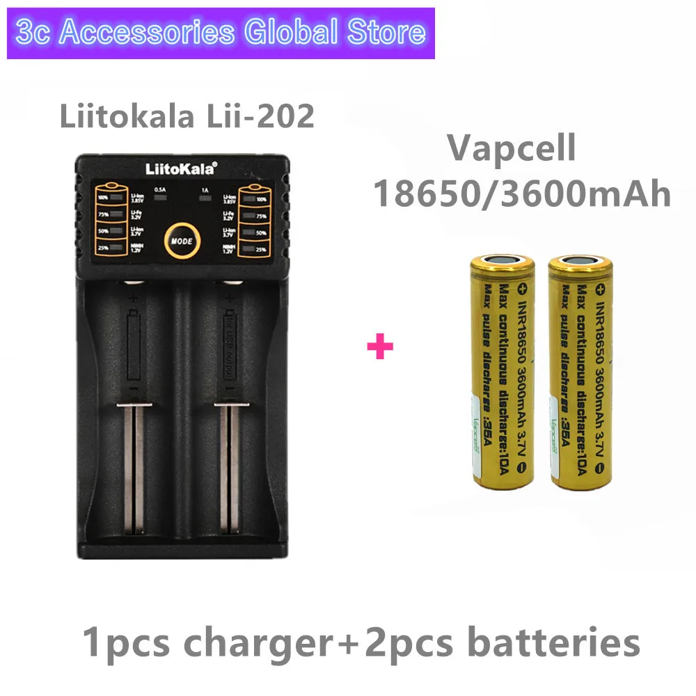 2 шт VAPCELL 18650 3600mAh 35A 3,7 V перезаряжаемая литиевая батарея высокой мощности vs keeppower дымовая E-CIG
