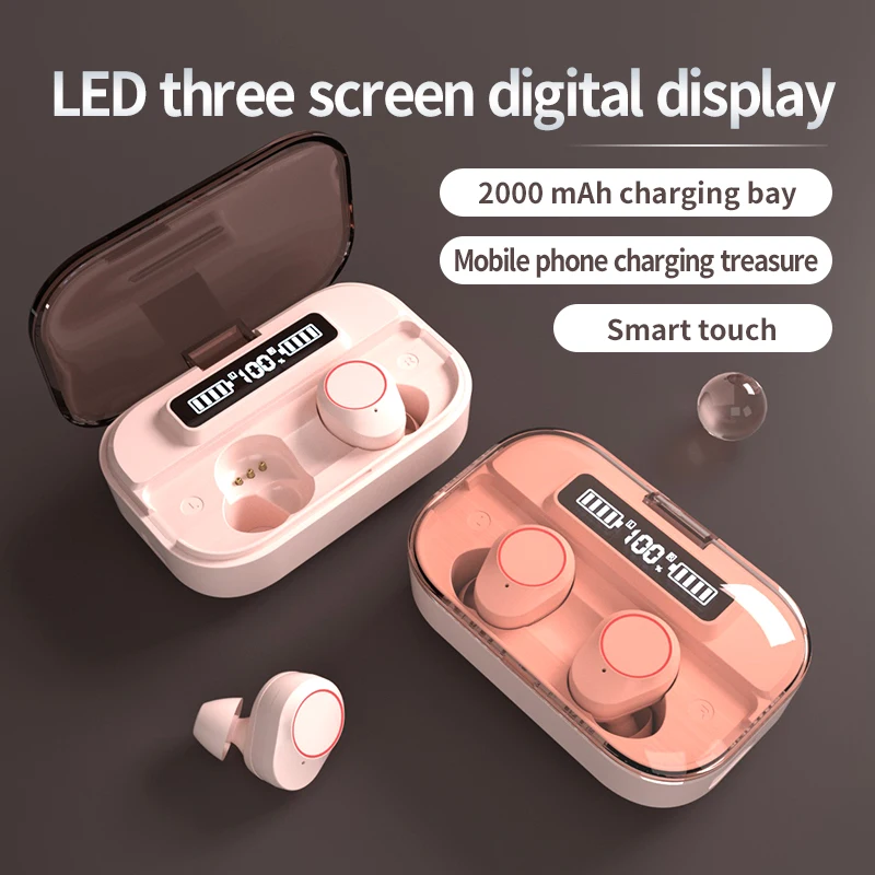 TWS Bluetooth наушники 5 0 9D стерео беспроводные водонепроницаемые спортивные с 2000 мАч