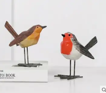 

Nordic Creative Wood Birds Arrangement Living Room Liquor Cabinet Decoration Shop Window Resin Animals Crafts home statues