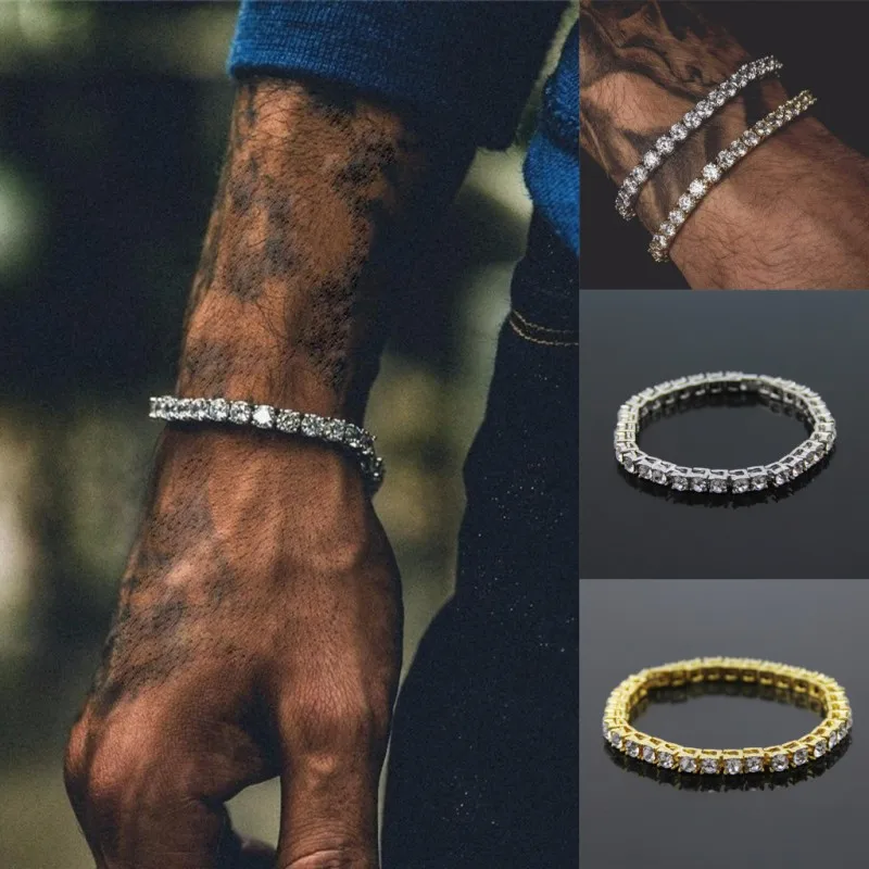 

BOAKO 5mm Cubic Zirconia Tennis Bracelets Iced Out Chain Crystal Wedding Bracelet For Women Men Hip hop Jewelry Charm Bracelets