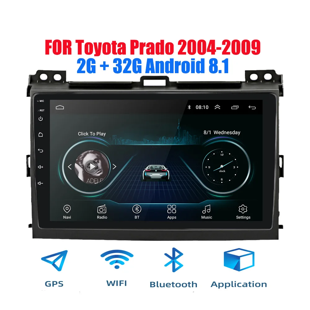 Android 8(32G) Threecar 2din Android 9 Ouad Core PX6 Автомагнитола стерео для Toyota Land Cruiser Prado 2003-2009 gps Navi Аудио Видео плеер Wifi - Цвет: Android 8(32G)