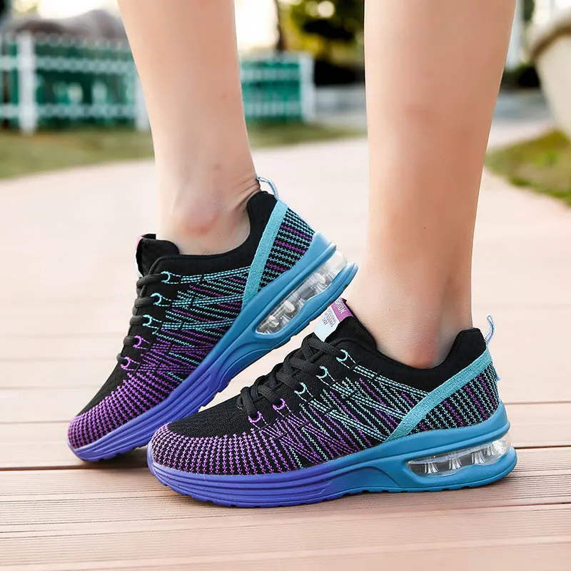 

Air Cushion Casual Sports Shoes Female Shoes Flyknit Mesh Soft Protection Youth Trend Wild Breathable Women's Vulcanize Shoes