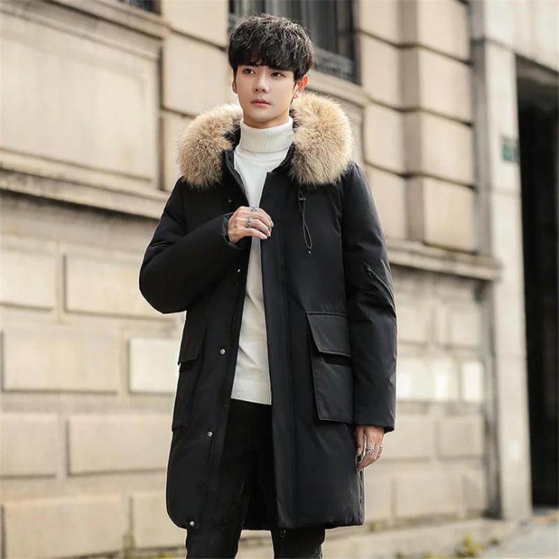 

2020 new winter cold-proof down jacket men's mid-length thick fur collar warm and cold-proof trend coat OW