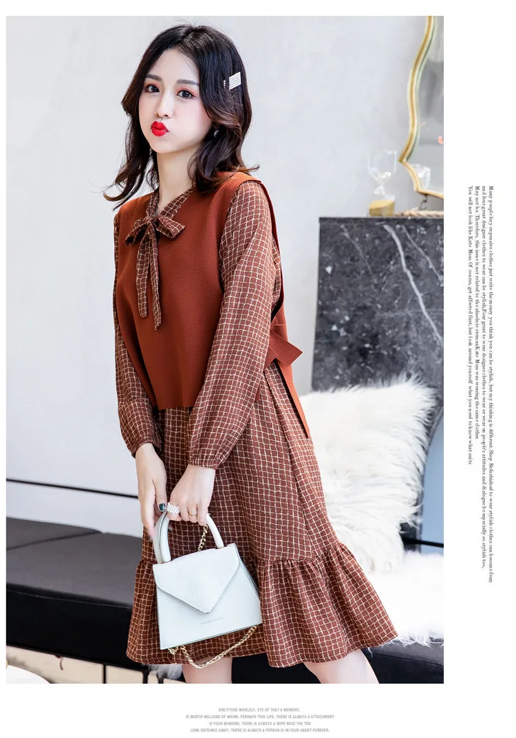 Fashion Womens Breastfeeding Dresses Autumn Winter Maternity Pregnant Nursing Dress 2 Pcs Long Sleeve Ruffles Pregnancy Clothes (20)