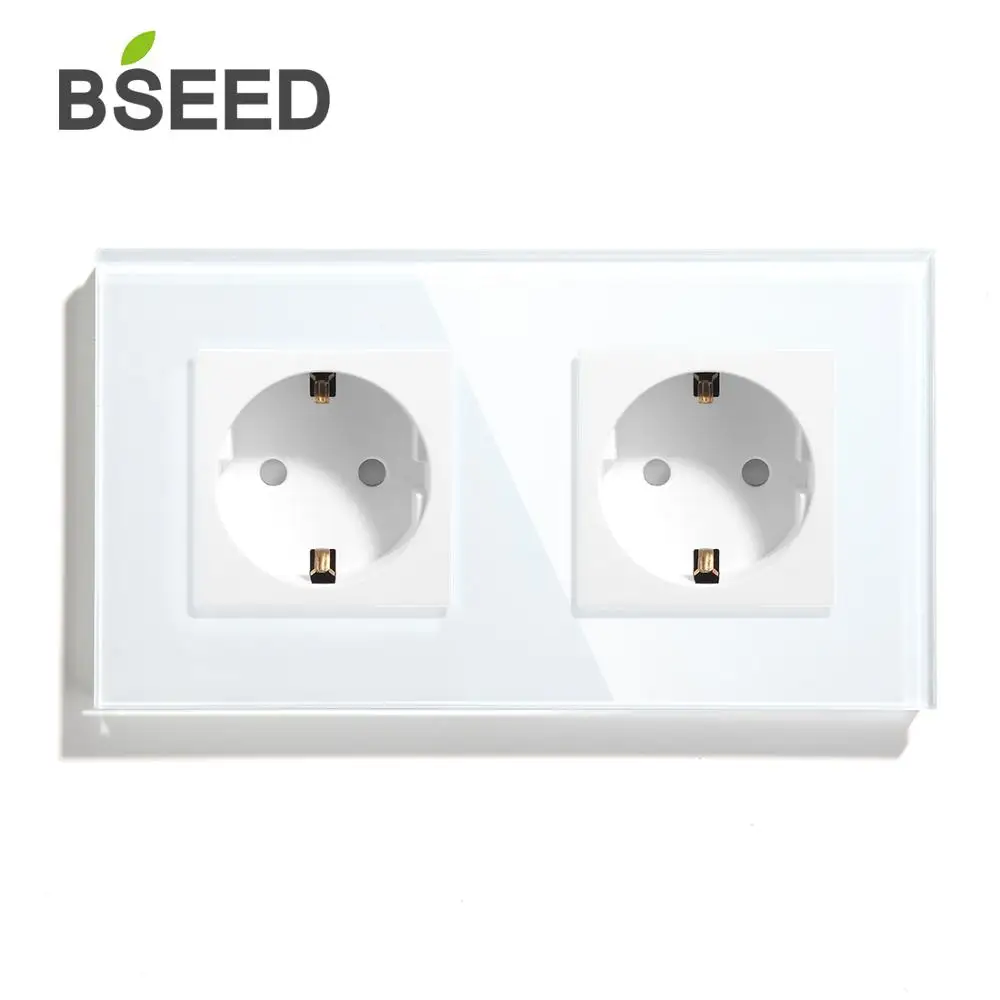 Двойная настенная розетка BSEED Mvava стандарта ЕС розетки питания с белой черной