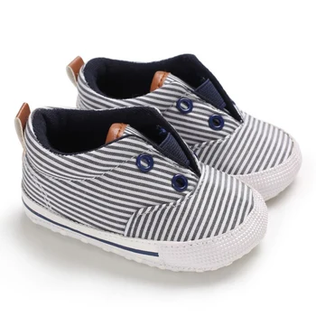 

0-18M Baby Boy Striped Anti-Slip Shoes Casual Walking Soft Soled First Walkers