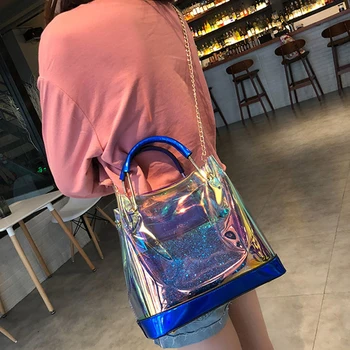 

Transparent Composite Bags Set Clear Laser Handbags PVC Chain Bag Women Shoulder Bag Large Capacity Crossbody Bolsa Feminina