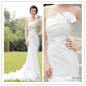 

mermaid with crystal scallop dress new royal train Slim waist fish tail lace flower zipper type tube top Bespoke Wedding Dresses