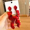 2022 hot fashion exaggerated earrings personality red rose petals long earrings beach party holiday earrings for women ► Photo 3/6