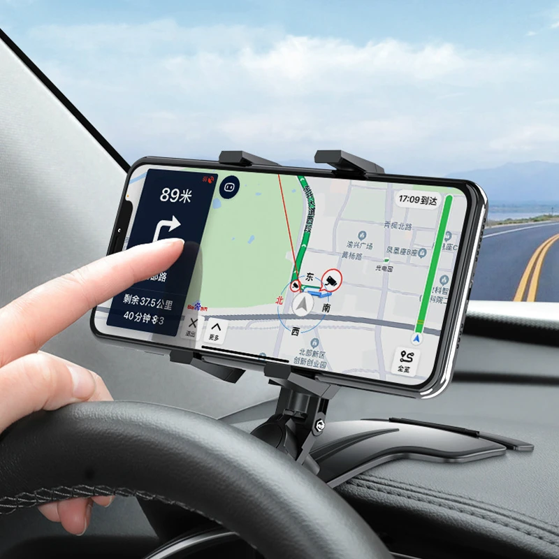 ABS Black Car Phone Holder for Dashboard Sun Visor Rearview Mirror
