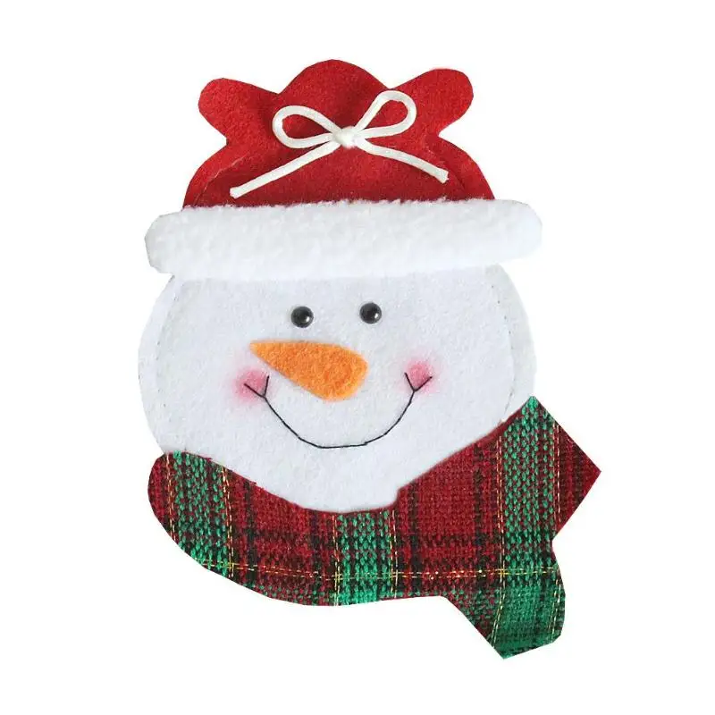 Snowman A Милый Рождественский нож чехол для вилок обеденные кухонные приборы карман для кухонных приборов держатель вечерние Рождественская декорация украшение для домашней кухни - Цвет: Snowman A