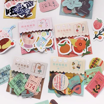 

30 Pcs/bag Vintage Ticket Flowers Dessert Fruit Waterproof Sticker Package DIY Diary Decoration Sticker Album Scrapbooking