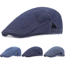 Новые стильные мужские джинсовые береты, шапка с регулируемым козырьком, шапки для гольфа Newsboy