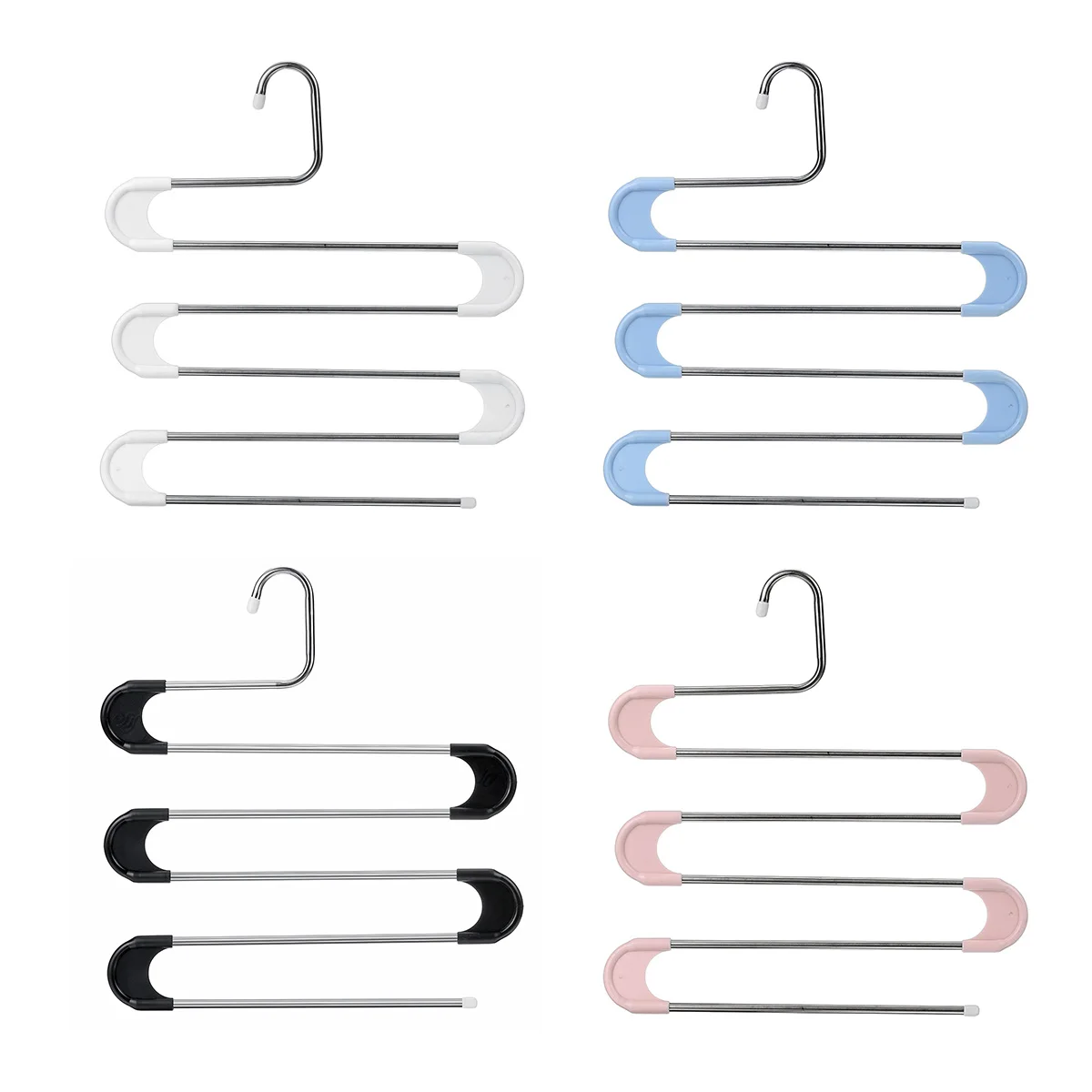 Multifunctional Stainless Steel Multi layer S Type Pants Trousers Hanger Rack Traceless Adult Trouser Hanger Bathroom Holder