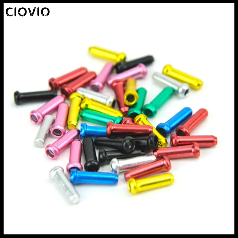 CIOVIO 100 개/몫 산악 자전거 자전거 알루미늄 브레이크 케이블 팁 크림프 자전거 변속기 시프트 케이블 엔드 캡