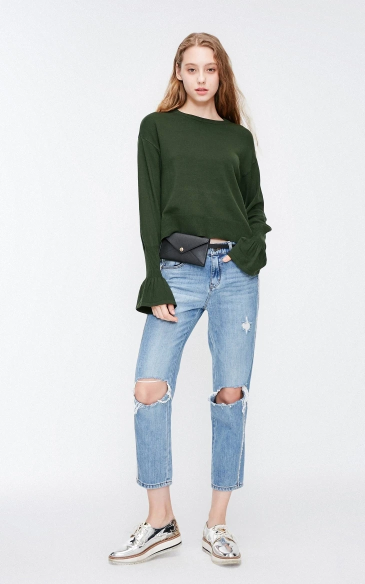 Vero Moda осенне-зимний вязаный свитер с расклешенными рукавами | 318324540