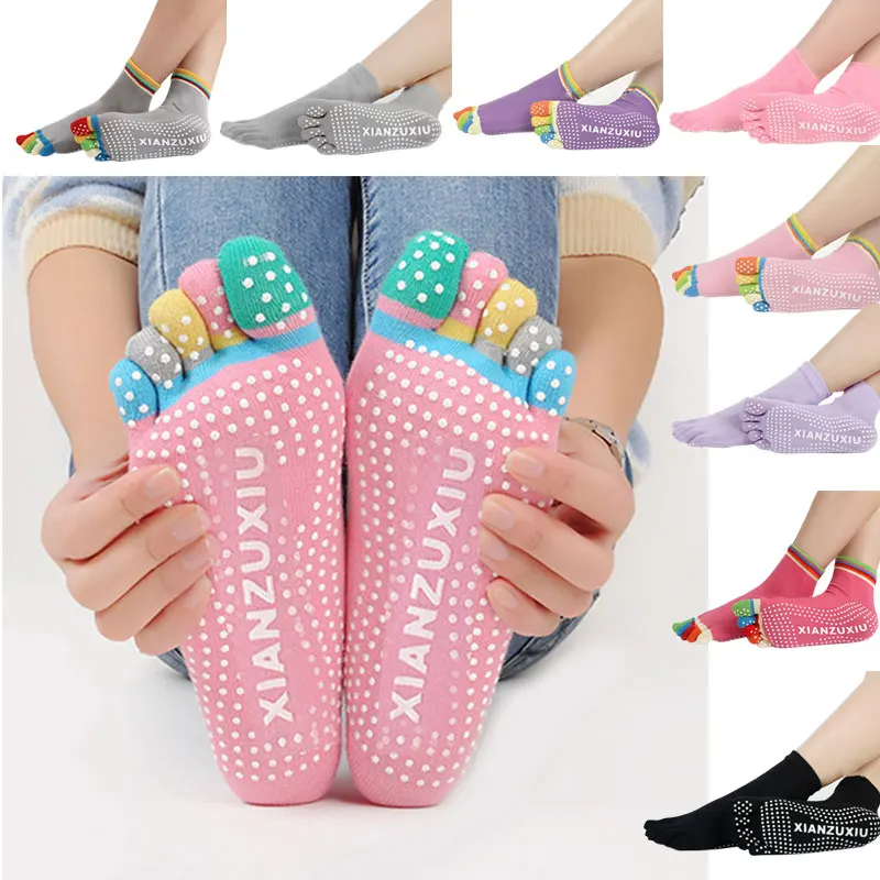 

Newly Design Socks Anti-slip Fingers 5 Toes Cotton Socks for Exercise Pilates Massage Yoga Women Toe Professional Sports Socks