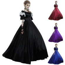 New Women Medieval Renaissance Retro Gown Long Dress Wizard Cosplay Clothes Victorian Gothic Steampunk Vintage Ball Gown Dress
