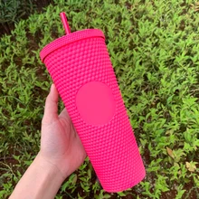 

Venti 710ml 24oz Studded Tumbler Cup Double Wall Plastic Black Gold Oil Slick Gradient Pink Bling Studded Tumbler With Straw