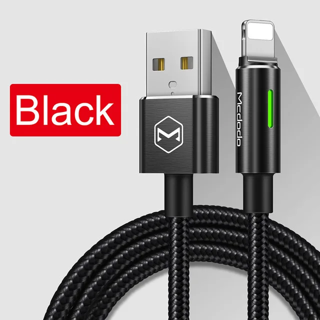 Mcdodo USB Зарядное устройство кабель для передачи данных для iPhone X XR XS Max 8 7 6 6s Plus iPad кабель Lightning Быстрая зарядка автоматический разъединительный кабель для передачи данных - Цвет: Black