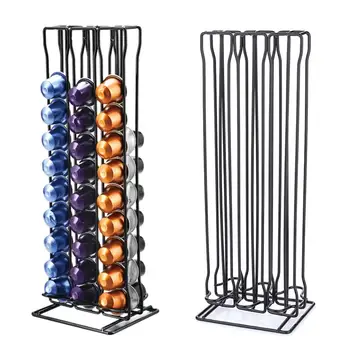 

60 Cups Rotatable Coffee Pod Holder Stainless Steel Display Capsule Rack Tower Stand Storage Shelves For Dolce Gusto Capsule
