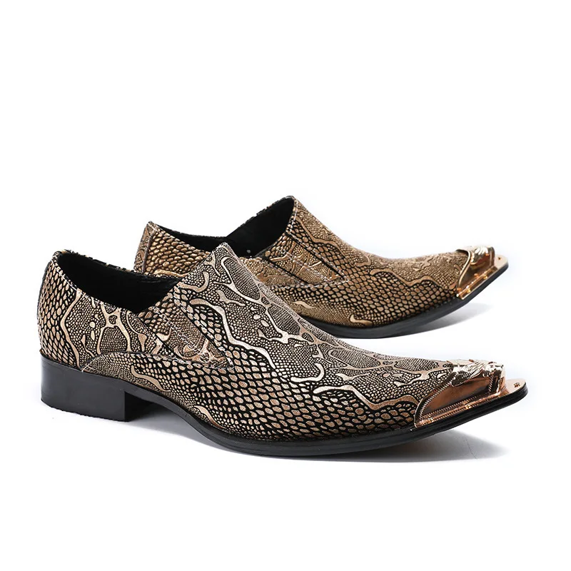 shoes leather covered feet low top iron head men's night performance DJ model fashionable | Обувь