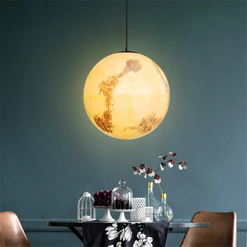 

Nordic LOFT Resin Lunar LED Chandelier Lighting Bedroom Living Room Decorative LED Pendant Lamps Adjustable Height Hanging Lamps