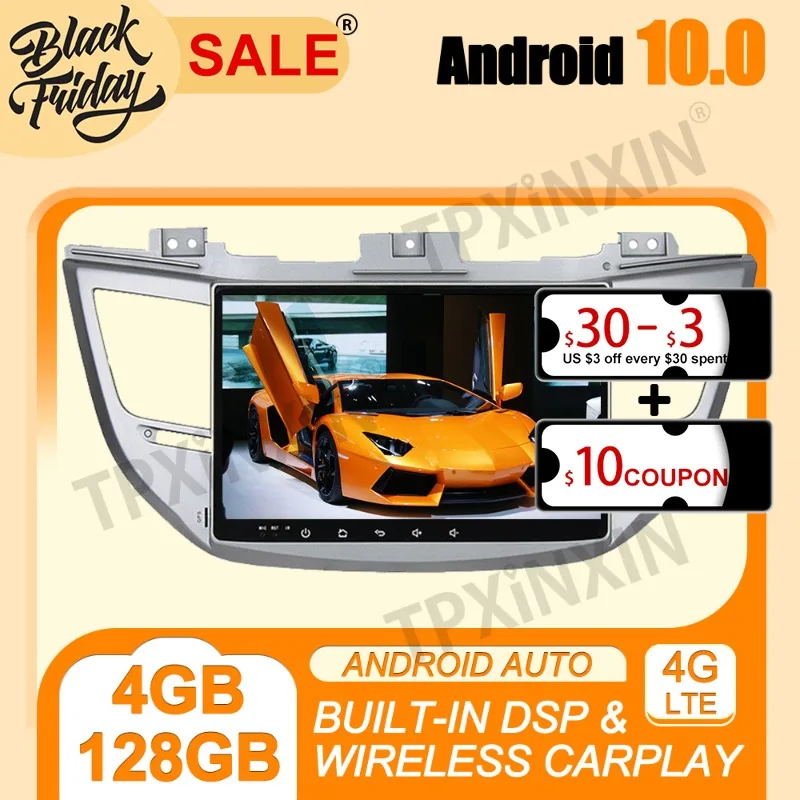 

Android 10.0 4G+128GB For Hyundai Tucson IX35 2015 2018 Car GPS Navigation Carplay Multimedia Player Auto Radio Stereo Video