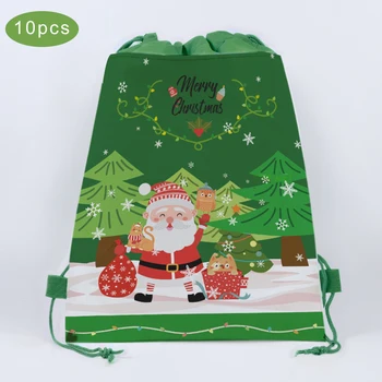 

34X27cm Santa Claus Merry Christmas Party Gifts Bags Christmas Tree Candy Non-woven Bags Gifts Backpack Xmas Party Decorations