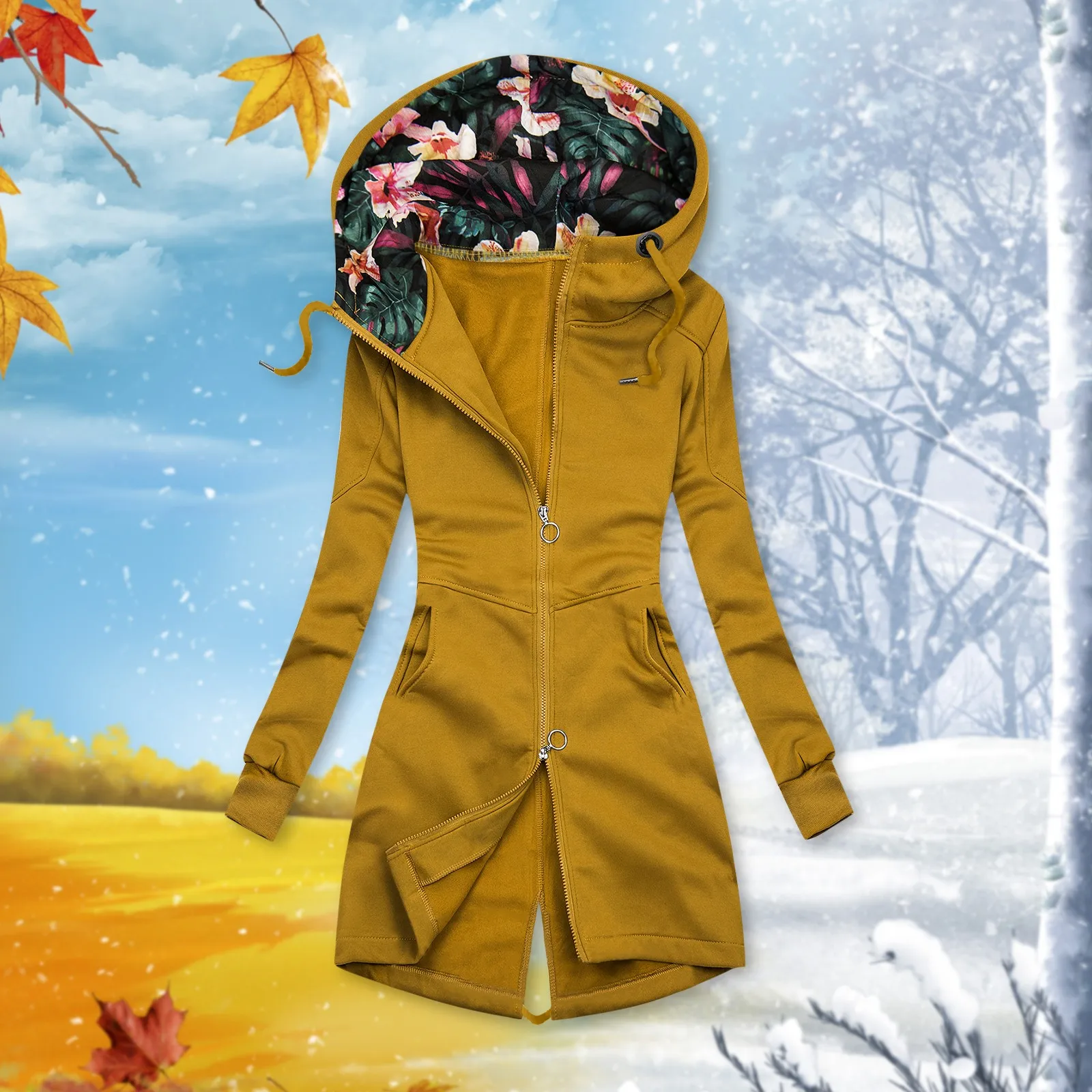 Sudadera Larga Con Capucha Para Mujer Con Bolsillos Y Cremallera sudadera-larga-con-capucha-para-mujer-con-bolsillos-y-cremallera