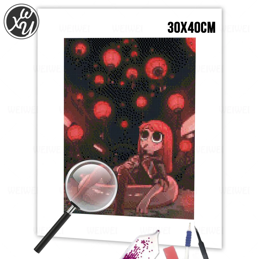 Anime Girl Diamond Art Diamond Mosaic Full Drill Embroidery Cartoon Anime Girl Diamond Painting Kits for Adults Home Decoration