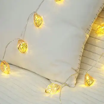 

Leaf String Lights 10 Leds Outdoor Wedding Neon Lantern Landscape Lamp Christmas Light Durable Battery Powered Metal