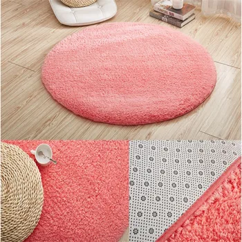 

Round thick solid color lambskin carpet room bedside blanket bedroom living room coffee table mat non-slip thickening rug