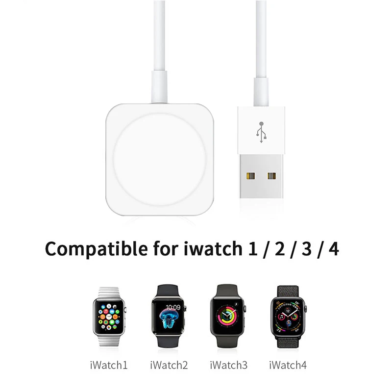 Rosinop Быстрое беспроводное зарядное устройство для Apple Watch магнитное зарядное устройство для iwatch 1 2 3 4 cargador Быстрая зарядка с usb-кабелем 1 м