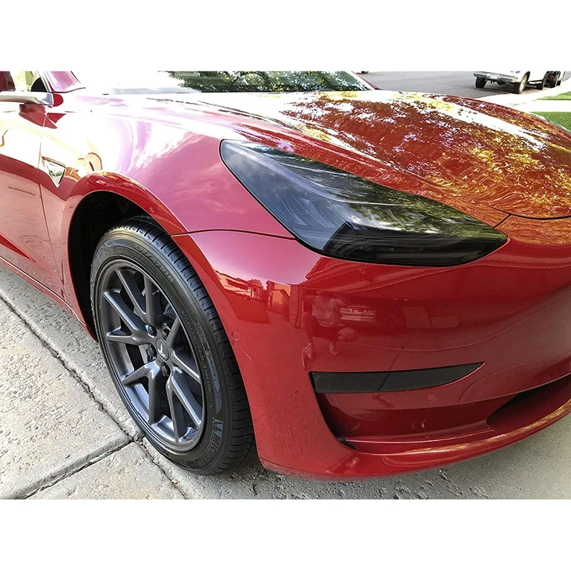 

2 PCS Tinted Head and Fog Lamp Overlays Protective Film Covers Kit for 2018 2019 Tesla Model 3, TPU Auto Car head light lamp Mem