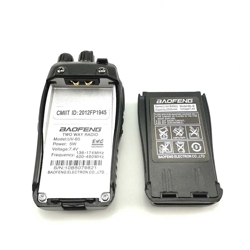 2pcs Baofeng UV B5 Walkie Talkie VHF 136 174MHz UHF 400 480MHz Transmitter UV B5 HF 3