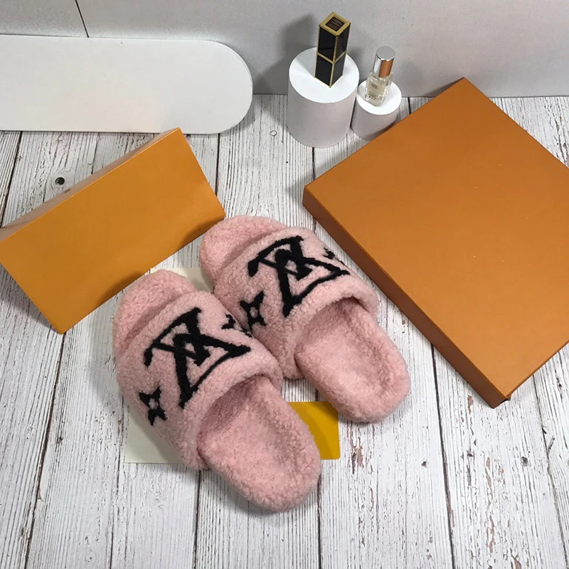 Luxury brand designer 2021 autumn and winter new cotton shoes high quality customized famous brand women's wool shoes indoor