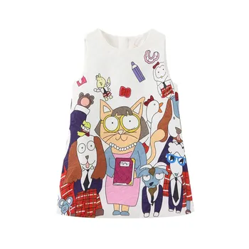 

Girls Cartoon Cats Dogs Dress 2019 Kids Dresses For Girls Girl Animals School Casual Dress