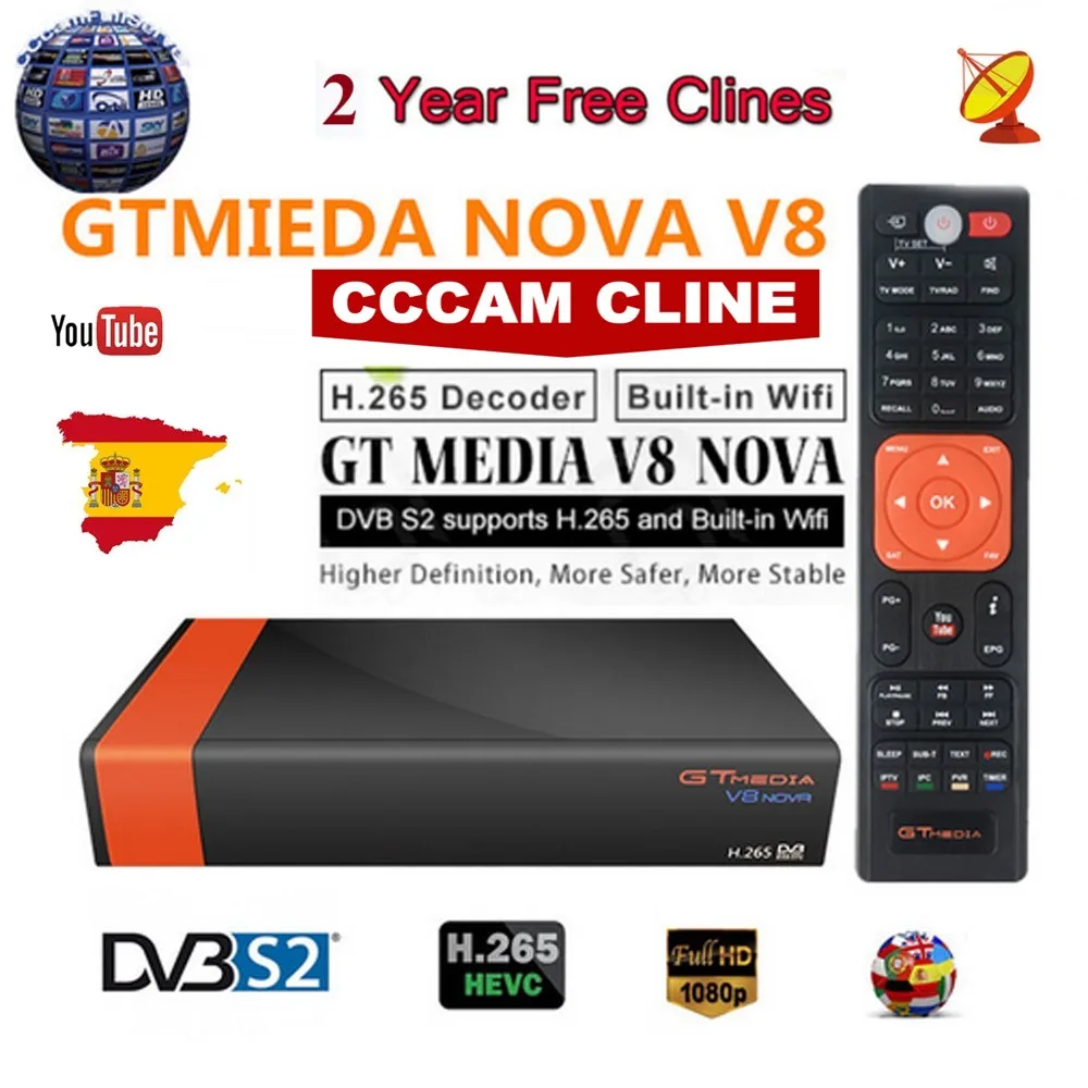 GTMEDIA V8 NOVA спутниковый ресивер HD DVB-S2 1080P DC12V/1.5A встроенный wifi Поддержка USB 2,0 спутниковый freesat v8 ресивер ТВ коробка