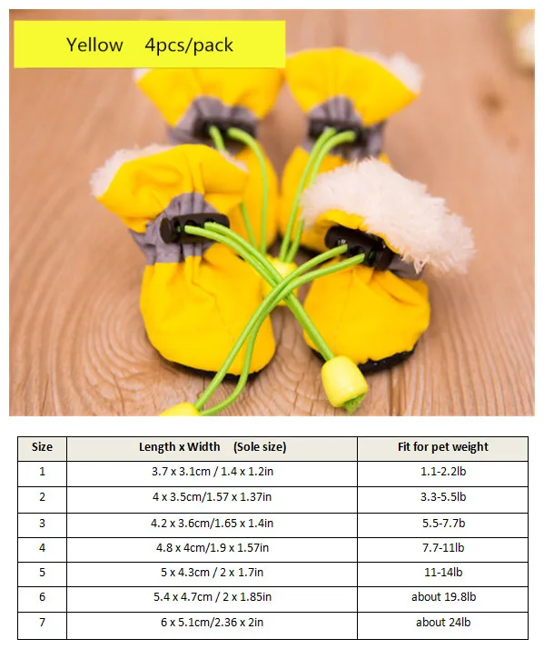 Yellow Thickened Ботинки для собак защита лап, противоскользящая обувь для собак со светоотражающими ремешками Удобная Обувь для собак на мягкой подошве(S53 - Цвет: Yellow Thickened