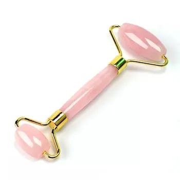 

200pcs pink Double Head Massage Roller Natural Rose Crystal Quartz Jade Stone Anti Wrinkle Facial Body Beauty Health Tool