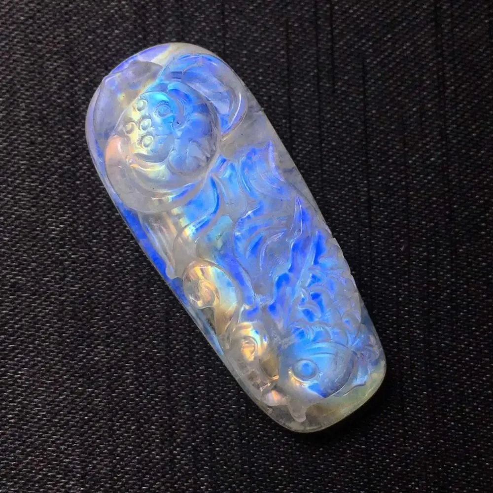 

Top Natural Moonstone Blue Light Stone Flower Pendant 36x15x10mm Gemstone Women Men Love Gift Crystal Healing AAAAA Necklace