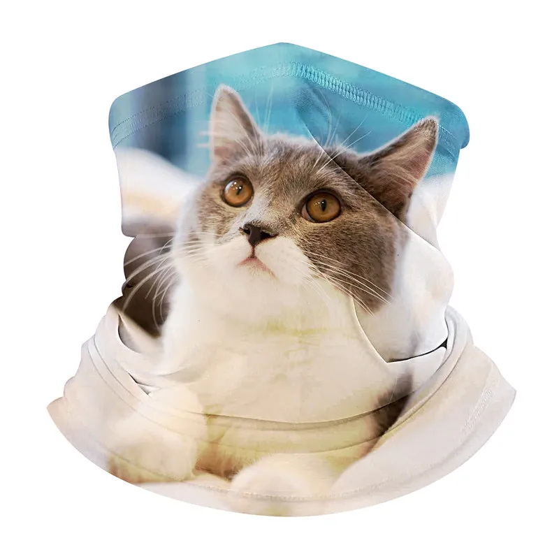 

Cute Cat Dog Pattern Women Scarf Ring Anti Dust UV Spitting Half Face Mask Magic Headband Hot Bandana For Ladies Hijab Scarf