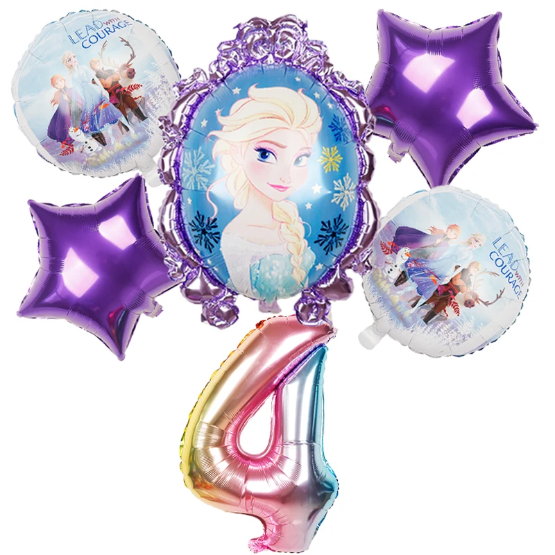1set 6 шт elsa disney принцессы из мультфильма “Холодное сердце” воздушные шары с гелием 32 дюймов номер Baby shower из фольги globos День Рождения украшения детские игрушки - Цвет: 1set