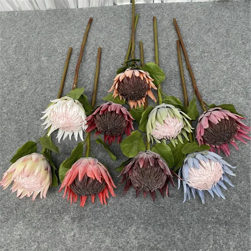 uma seda grande protea cynaroides simulação artificial epiphyllum pitaya ramo de flor para casamento casa decoração floral